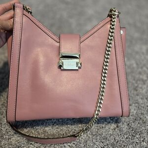 Michael Kors Pink Shoulder Bag with Chain Strap and Structured Design